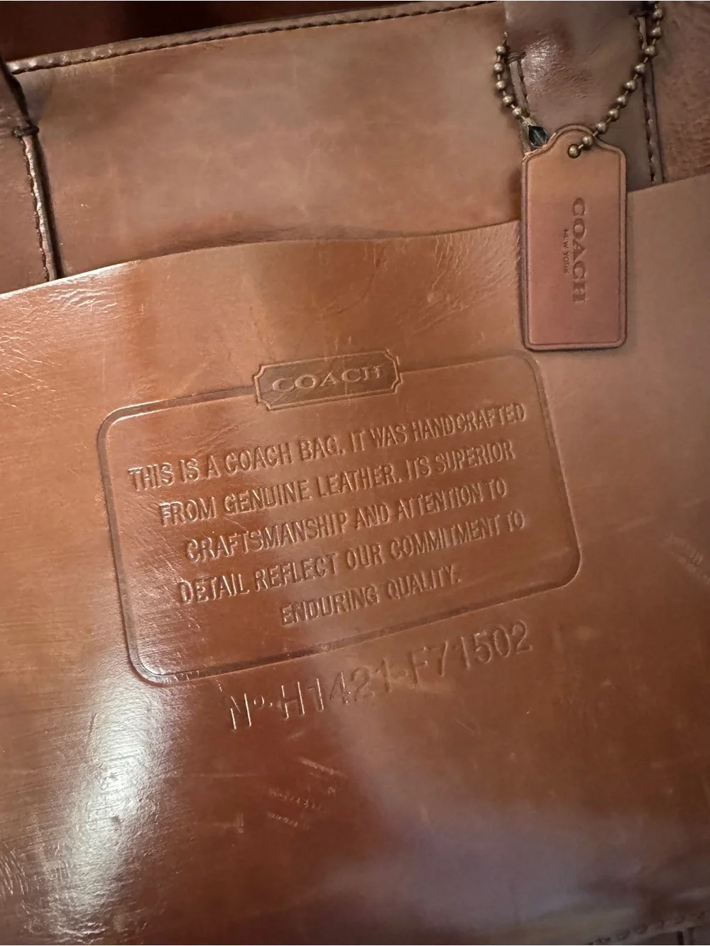 Coach Rustic Leather Tote Bag XL Mahogany Leather Vintage Y2K